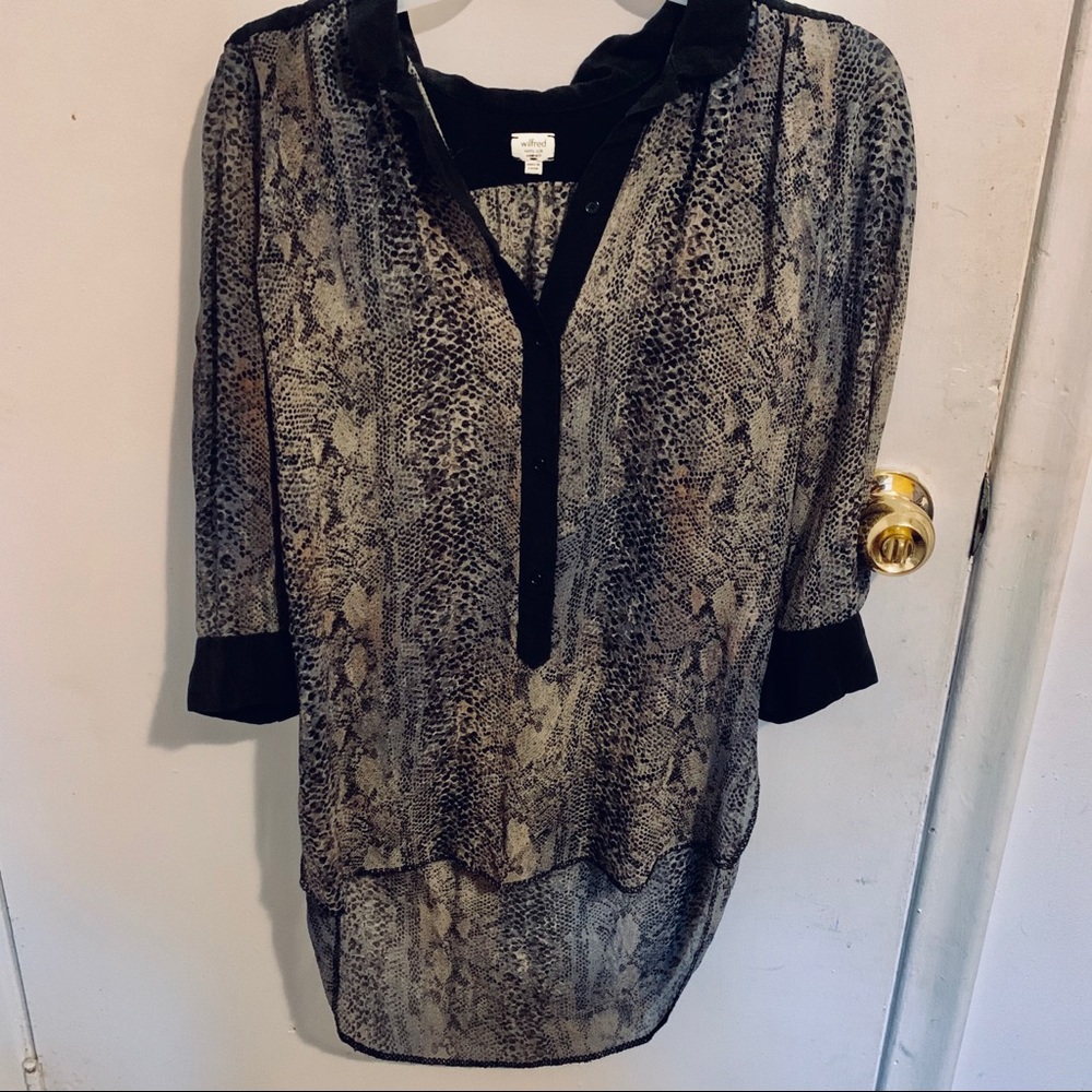 Aritzia Wilfred Silk Snake Skin Blouse